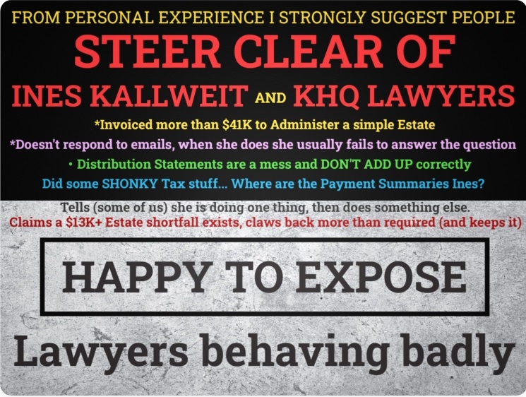 Professional conduct warning regarding estate administration services